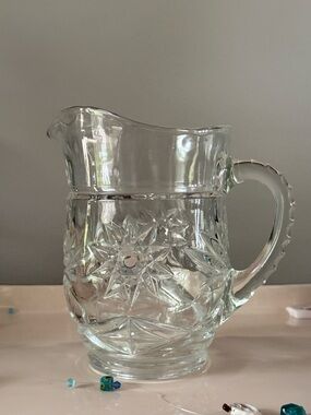 Vintage Anchor Hocking Star of David Glass Pitcher